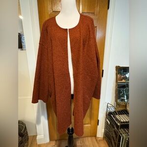 Eileen Fisher Open-Front Rust Sweater Cardigan